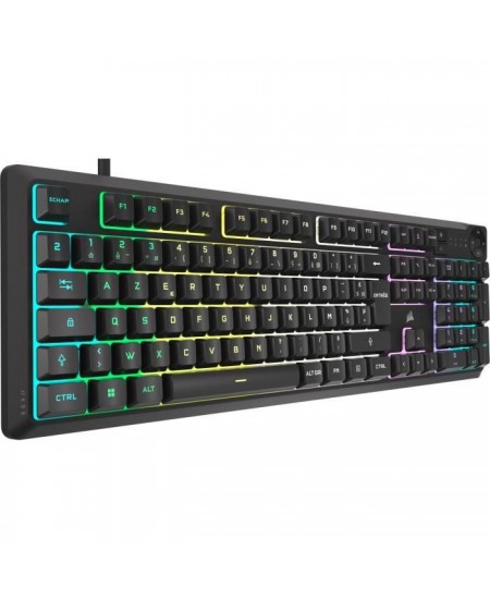 Clavier gaming filaire a membrane - CORSAIR - K55 CORE RGB - Rétroéclairage RGB 10 zones - Gris - Silencieux et réactif