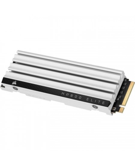 Disque SSD interne - CORSAIR - MP600 ELITE 1TB Gen4 PCIe x4 NVMe M.2 SSD optimisé pour PS5 avec dissipateur LP - Blanc