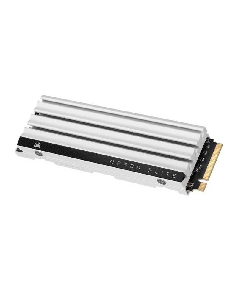 Disque SSD interne - CORSAIR - MP600 ELITE 1TB Gen4 PCIe x4 NVMe M.2 SSD optimisé pour PS5 avec dissipateur LP - Blanc