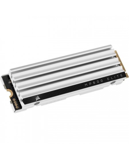 Disque SSD interne - CORSAIR - MP600 ELITE 1TB Gen4 PCIe x4 NVMe M.2 SSD optimisé pour PS5 avec dissipateur LP - Blanc