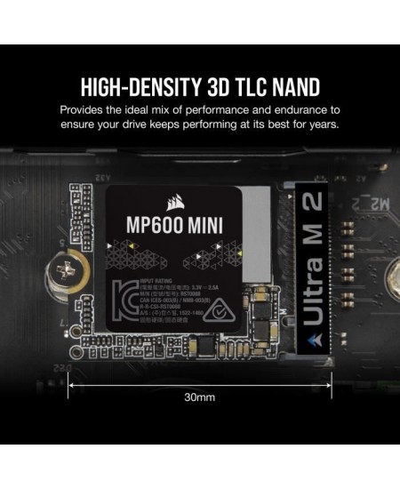 SSD interne - CORSAIR - MP600 Mini 1 to M.2 2230 NVMe PCIe x4 Gen4 2 SSD - Jusqu'a 4 800 Mo/Sec - 3D TLC NAND Haute Densité - N