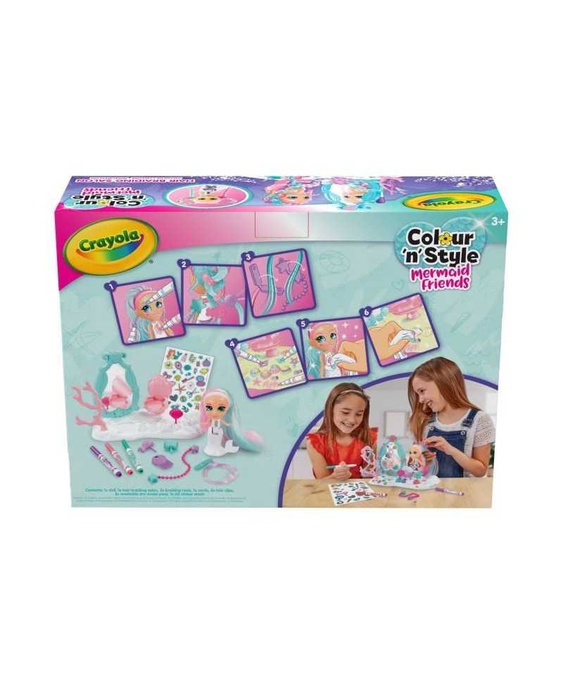 Salon de beauté pour poupée sirene - CRAYOLA - Colour'n'Style - Cheveux longs - Accessoires inclus