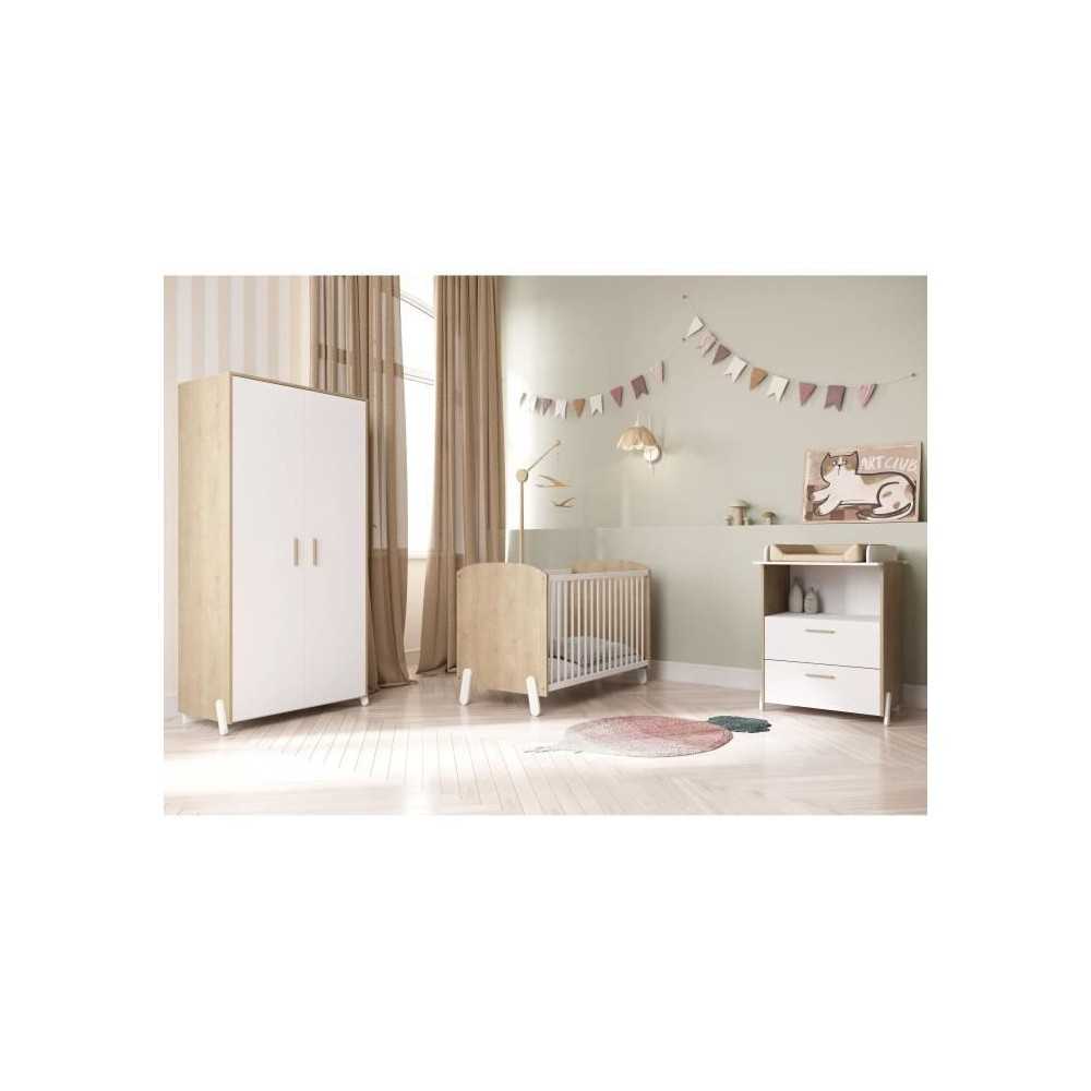 Armoire 2 portes - NAILI - Hamilton / Blanc mat - 89,1 x 50 x 183 cm - DEMEYERE