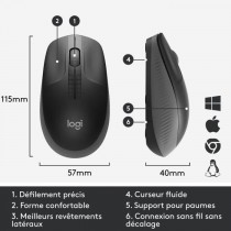 Souris sans fil ergonomique - Logitech - M190 - Noir