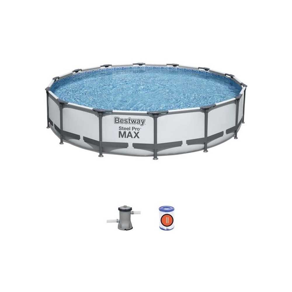 Kit Piscine hors sol tubulaire BESTWAY - Steel Pro Max™ - 427 x 84 cm - Ronde (Livrée avec une pompe de filtration)