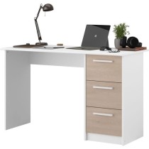 Bureau ESSENTIEL PARISOT 3 tiroirs - Décor chene et blanc - L 121,2 x