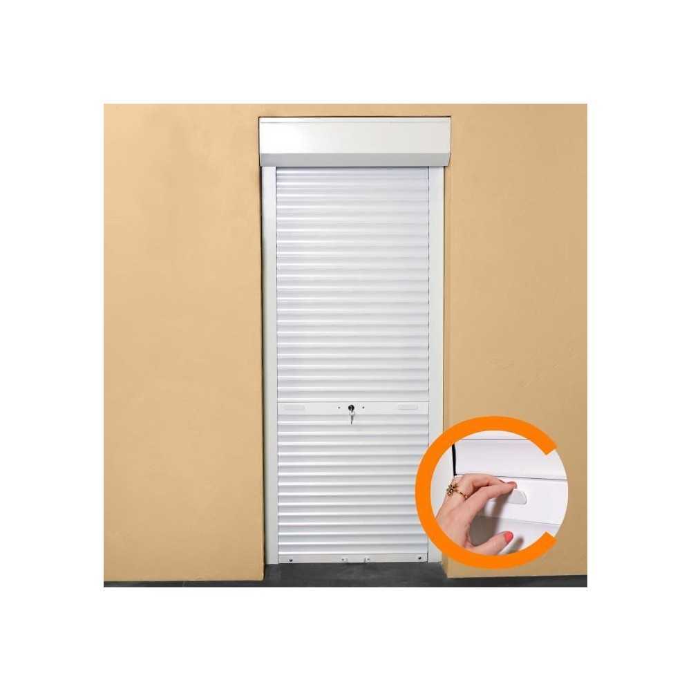 Volet roulant manuel a tirage pour porte L100 x H220 cm PVC -Coloris Blanc -