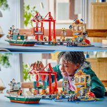 LEGO City 60422 Le port et le navire marchand, jouet de construction a