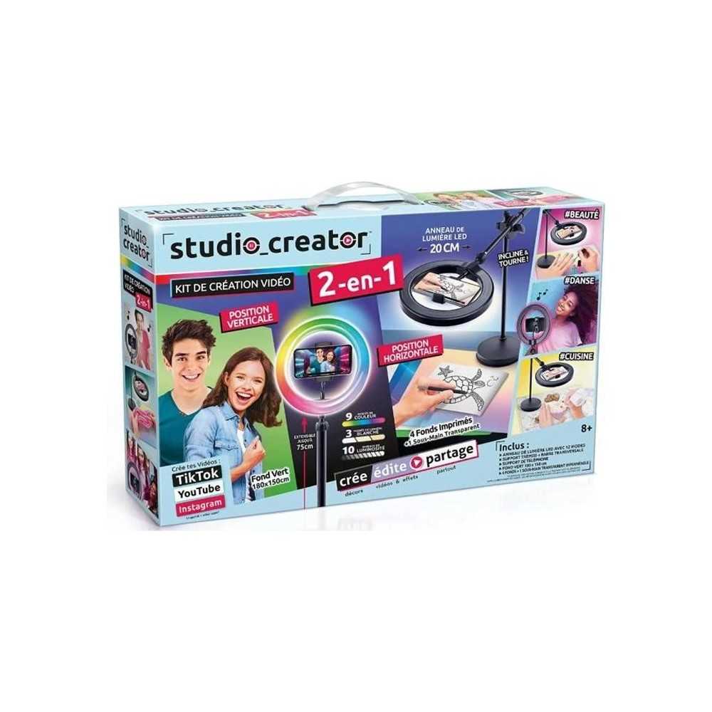 Canal Toys - Studio Vidéo 2-en-1 avec anneau lumineux LED multicolore, support double fonction- Studio Creator - INF027