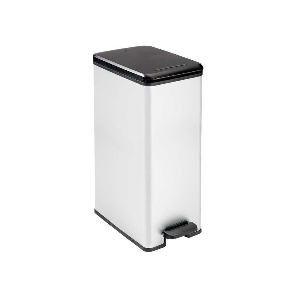 Poubelle Slim - SLIM BIN - CURVER - 40L - Gain de place - 40 x 25 x 61 cm - Gris métallisé