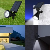 LUMISKY Pack de 2 Spots solaires extérieur étanches - 4 LEDs blanches - 200 Lm - Tête pivotante à 90°C