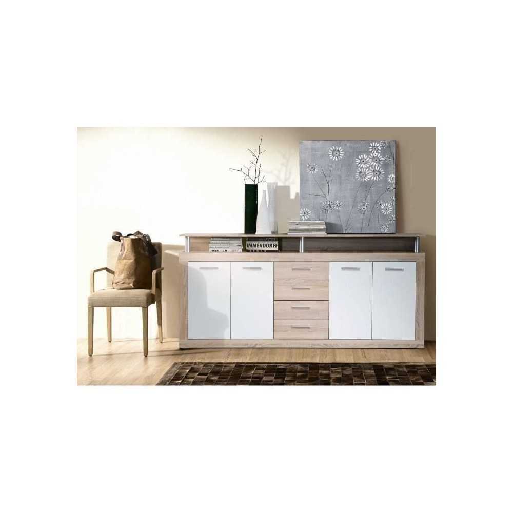 CAVA Buffet bas contemporain décor chene et blanc - L 197 cm