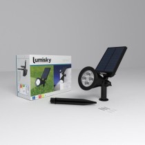 LUMISKY Pack de 2 Spots solaires extérieur étanches - 4 LEDs blanches - 200 Lm - Tête pivotante à 90°C