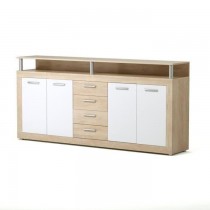 CAVA Buffet bas contemporain décor chene et blanc - L 197 cm