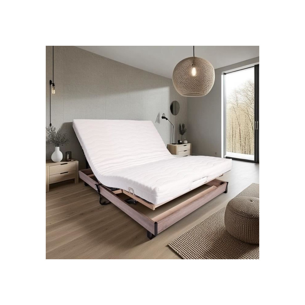 Ensemble relaxation matelas + sommier électrique 140x190 - Mousse - F