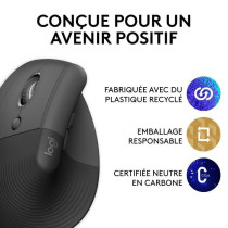 Souris ergonomique - Sans fil - Logitech - Gaucher - Graphite