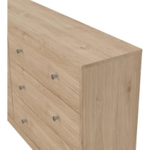 Commode OREGON 2x 3 tiroirs - Décor chene - L 143 x P 30 x H 68 cm