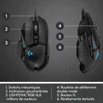 Souris gamer - Filaire - Logitech G - G502 Hero - Noir