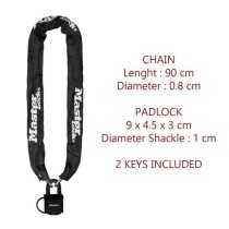 Chaîne antivol MASTER LOCK - 8390EURDPRO - 90cm x Ø 6mm - Cadenas 40