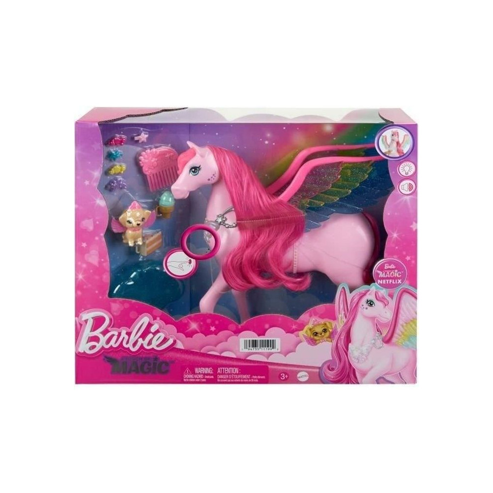 Barbie-Pégase Rose Sons et Lumieres-Coffret Barbie A Touch of Magic H