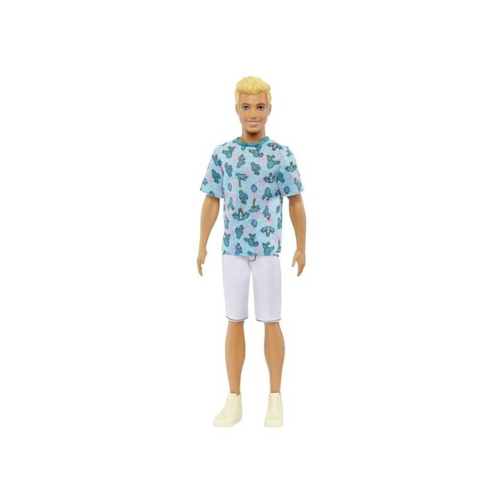 Barbie-Ken Fashionistas-Poupée blonde avec t-shirt cactus HJT10