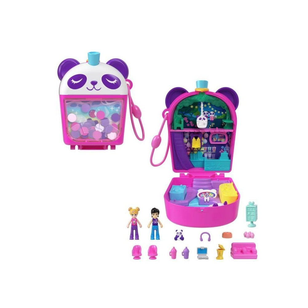 Polly Pocket-Panda Bubble Tea-Coffret avec 2 mini-figurines et panda