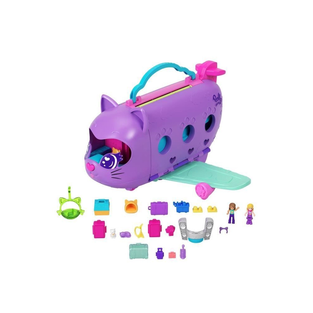 Polly Pocket-Avion Chaton Transformable-Coffret avec 2 mini-figurines