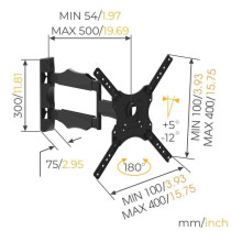 NANOOK Support Mural orientable pour téléviseurs 32-55 Pouces - Incl