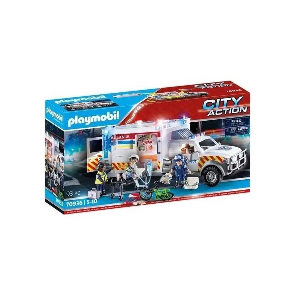 PLAYMOBIL 70936 Ambulance américaine avec secouristes et blessé, Cit