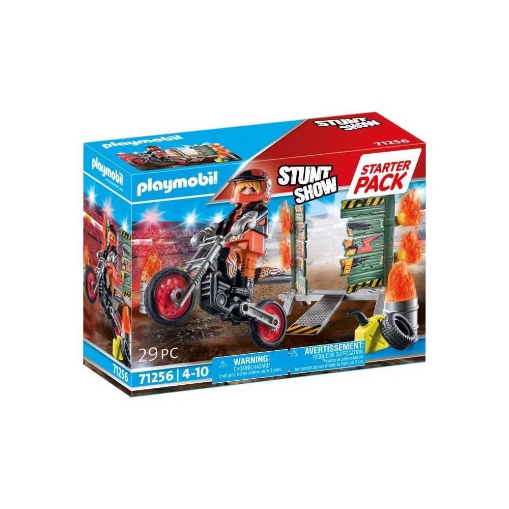 PLAYMOBIL 71256 Starter Pack Cascadeur, Moto Rutilante, Rampe de Feu,