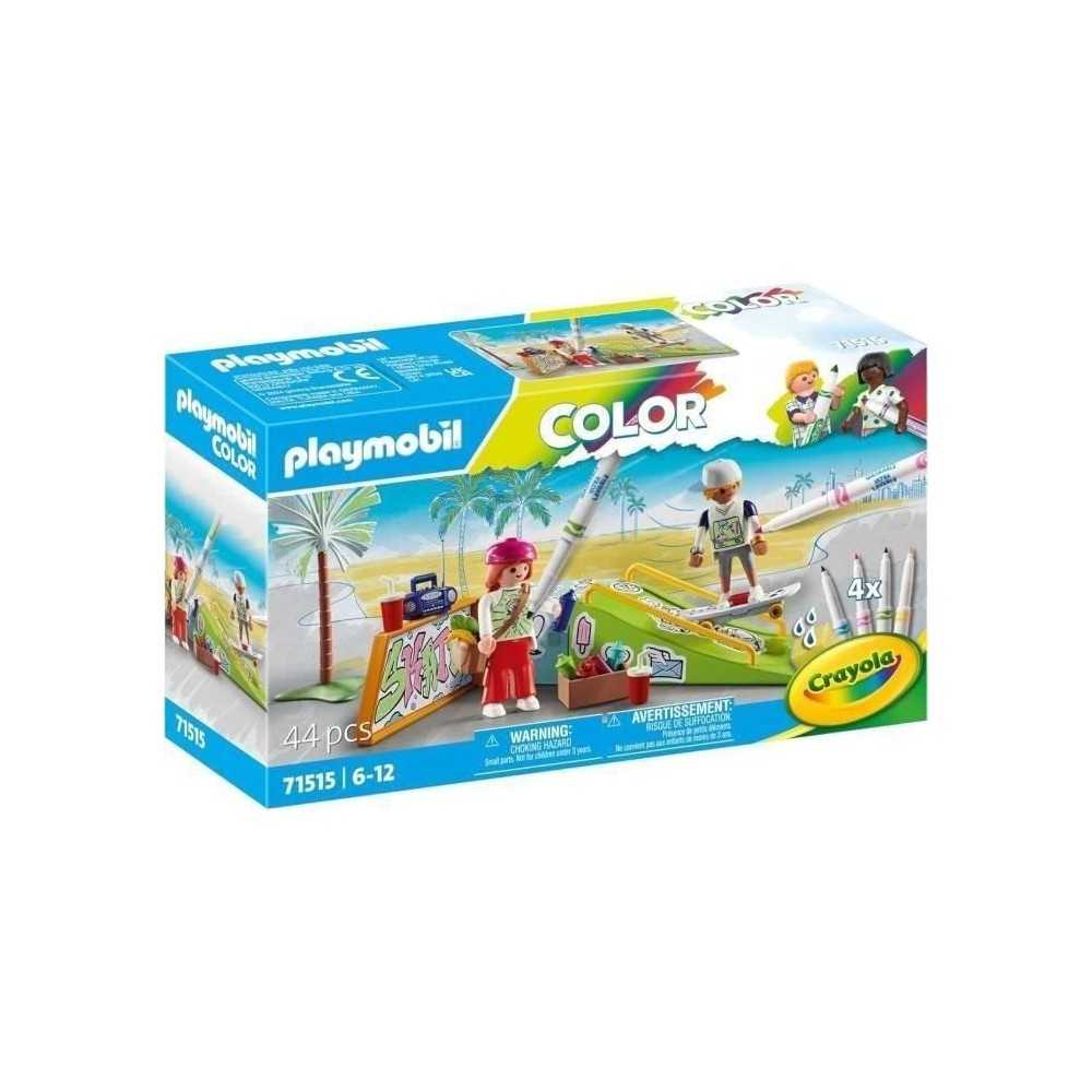 PLAYMOBIL 71515 Skateurs avec rampe, Color, 44 pieces, avec crayons Cr