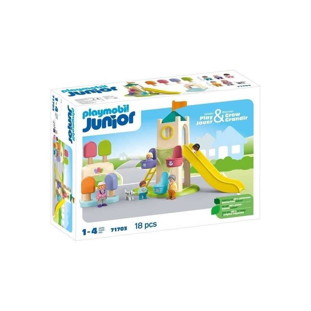 PLAYMOBIL Junior 71703 Aire de jeux avec toboggan géant Comprend cinq