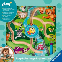 Ravensburger play+, Labyrinthe magnétique en bois - Dans la jungle ,