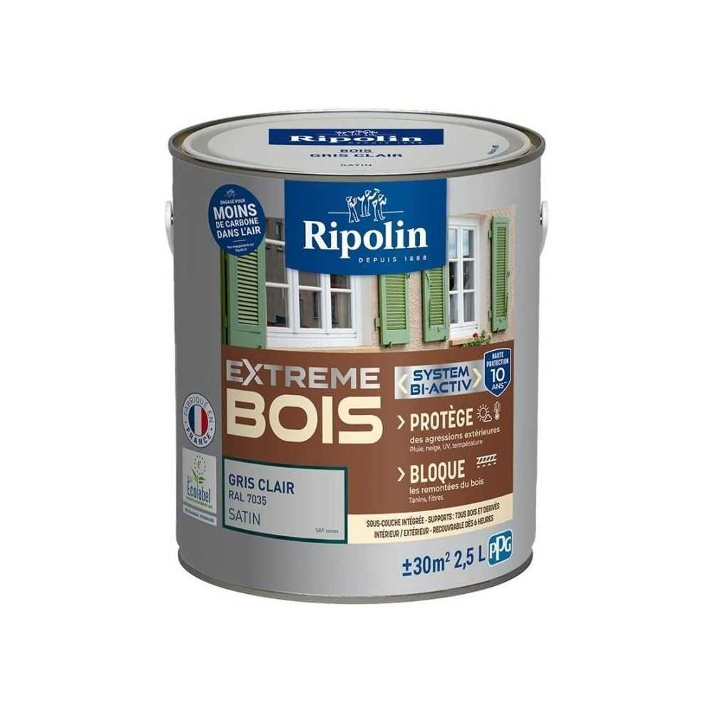 RIPOLIN Peinture pour bois intérieur et extérieur - Gris clair Ral 7