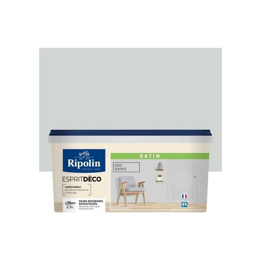 RIPOLIN Peinture murale pour toutes pieces - Gris souris satin - 2,5 L