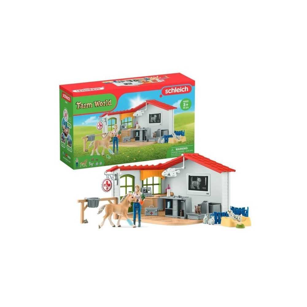 Cabinet vétérinaire avec animaux, coffret de 43 pieces avec figurine