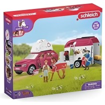 Voyage en voiture avec remorque pour chevaux, Coffret figurines Schlei