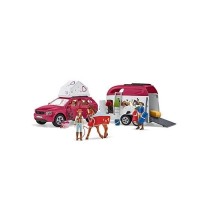 Voyage en voiture avec remorque pour chevaux, Coffret figurines Schlei