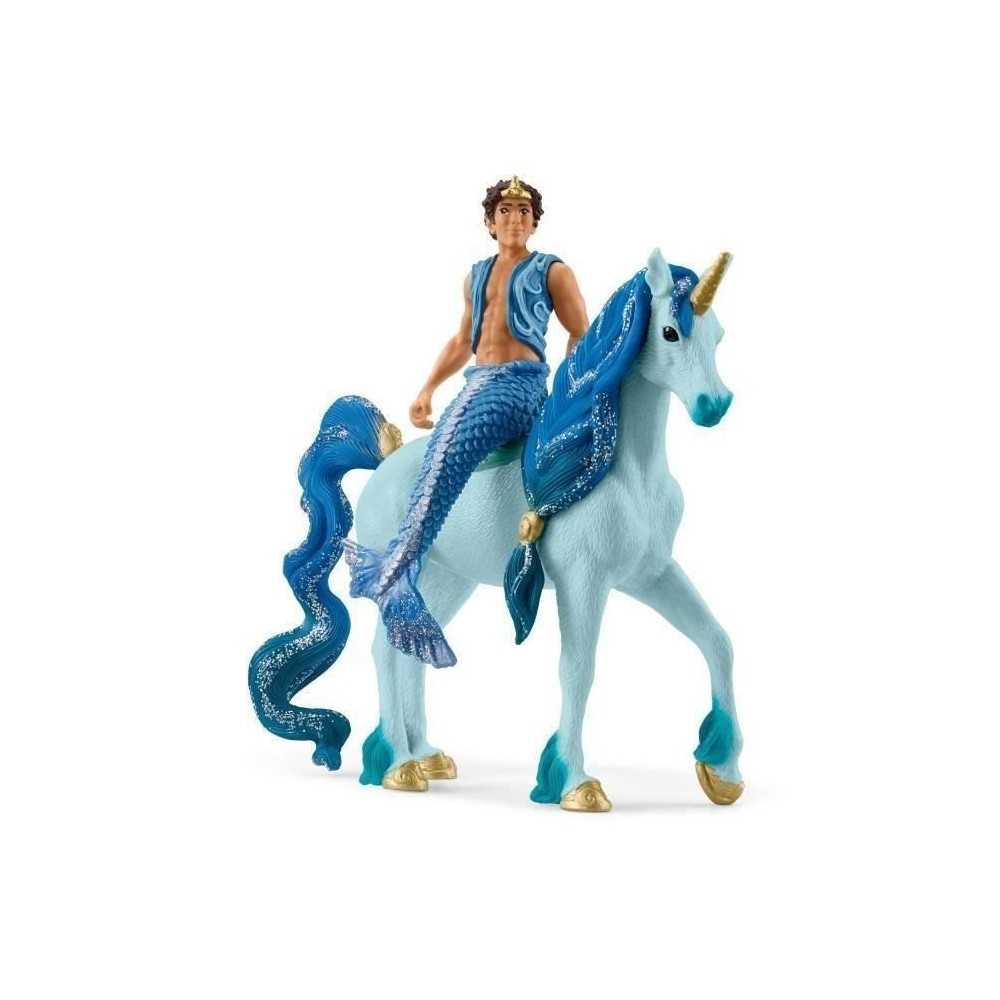 Figurine Trition Aryon et Licorne Bleue -Set de 2 Pieces - Jouets Dura