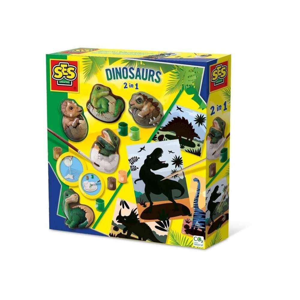 Dinosaures 2 en 1 - Moulage et peinture et scratch - Loisirs créatifs