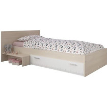 PARISOT Lit enfant l 90 x L 190 cm - Décor acacia et blanc tiroir - C