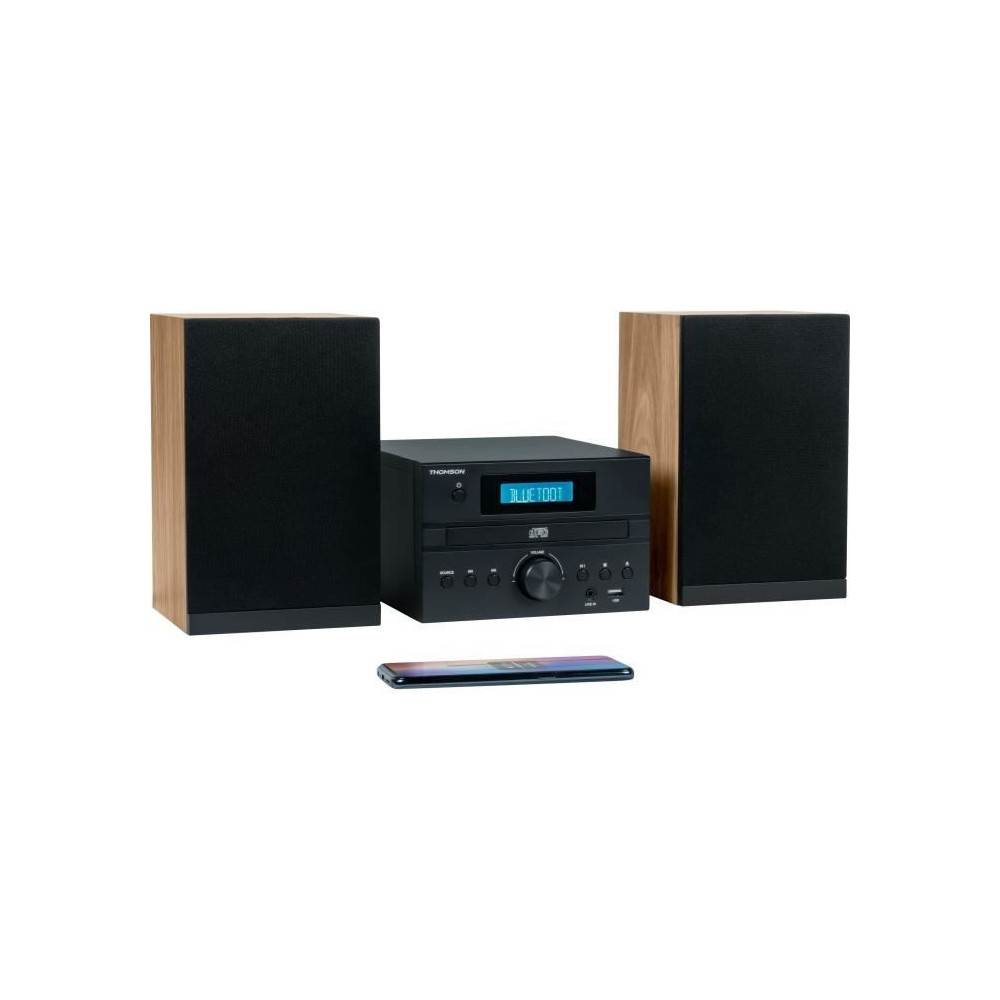 Micro-chaîne Bluetooth - THOMSON - Bois/Noir - Radio FM/CD/MP3/USB, 2