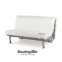 DUNLOPILLO Banquette BZ - Tissu Marine + 2 coussins noir - L 140 x P 9