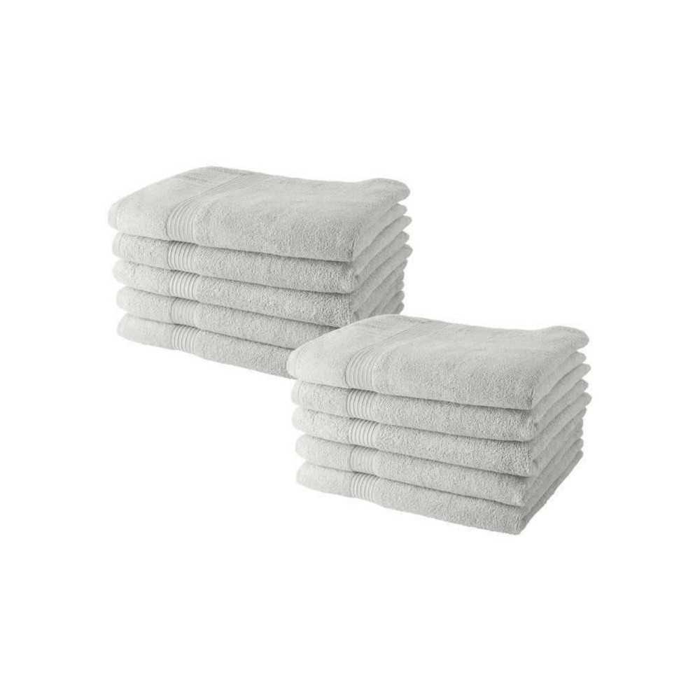 Lot de 10 serviettes de Toilette TODAY 50x90 cm 100% Coton - Craie