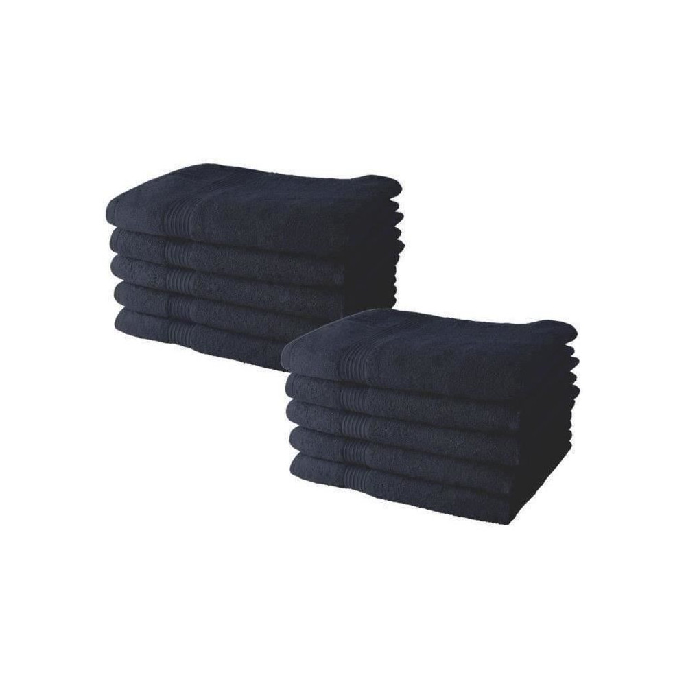 Lot de 10 serviettes de Toilette TODAY 50x90 cm 100% Coton - Navy