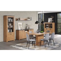 Buffet FOLLOW - Mélamine chene artisan et gris ardoise - 2 Portes + 3