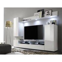 Ensemble meuble TV DOS - éclairage LED inclus - 3 Portes - Mélamine