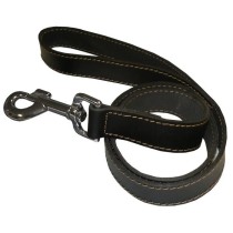 YAGO Laisse noir en cuir, Longue laisse pour chien 1,20m, Souple et R